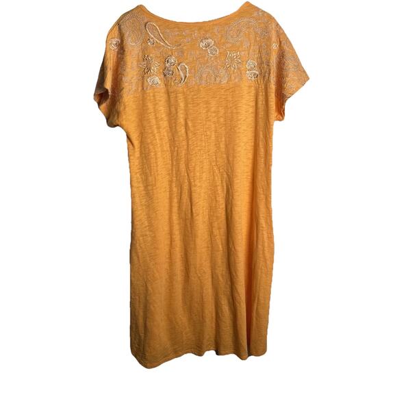 Soft Surroundings Shift Dress Womens Sz M Embroidered Cottagecore Tangerine - Picture 1 of 10